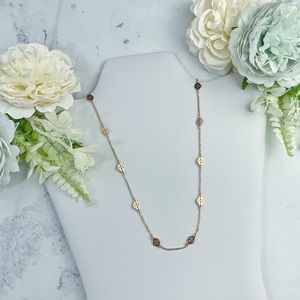 Tory Burch 16K Gold-Plated Rose Gold Logo Necklace